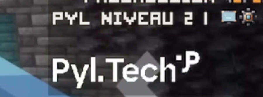 Détail agrandi du scoreboard, le logo Pyl.Tech et le niveau Pyl du joueur